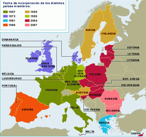 Europa, 2007. UE ampliaciones de 2004 y 2007